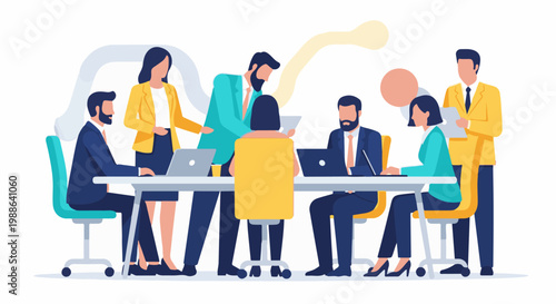 Collaborative team meeting with diverse professionals discussing ideas around a table