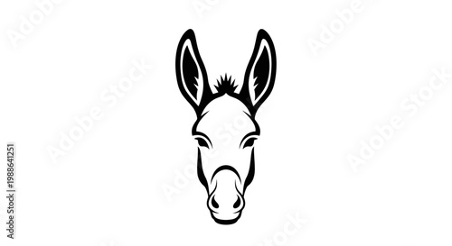 Minimalist donkey head icon in black and white line art