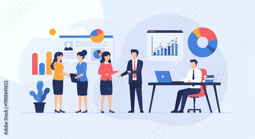 Business team analyzing charts and graphs in office meeting