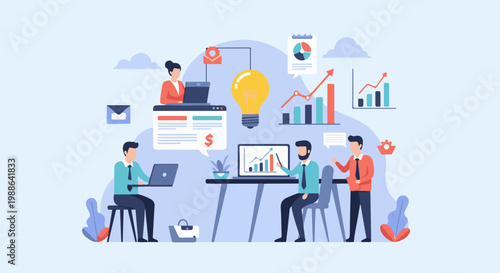 Team collaboration and data analysis with a bright idea driving success