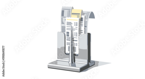 Vintage Receipt Printer with Rolls of Paper, Retro Style