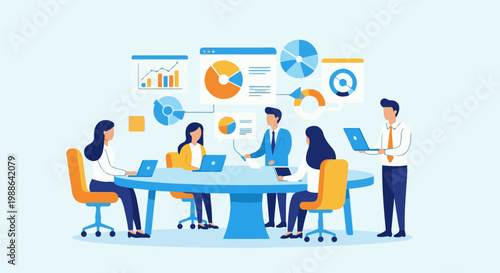 Team collaboration with data visualization for business strategy and planning