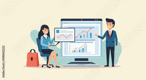 Professionals analyzing financial data on a computer screen