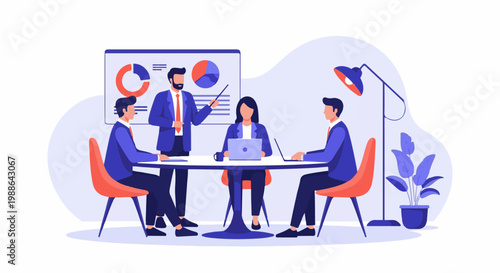 Business meeting with presentation and laptops (1)