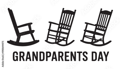 Grandparents day rocking chairs and text for holiday celebration event.