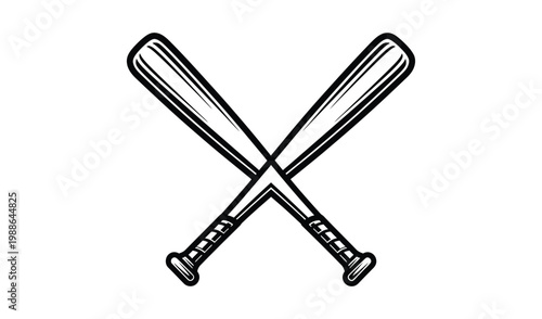 Two baseball bats crossed over each other