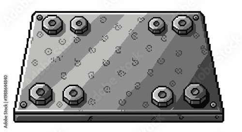 Industrial Metal Plate with Eight Bolts.