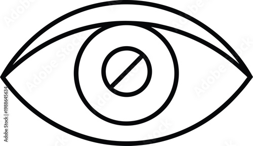 Eye symbol with circle and diagonal line indicating prohibition.