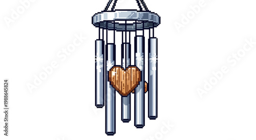 Decorative Wind Chime with Heart Accent.