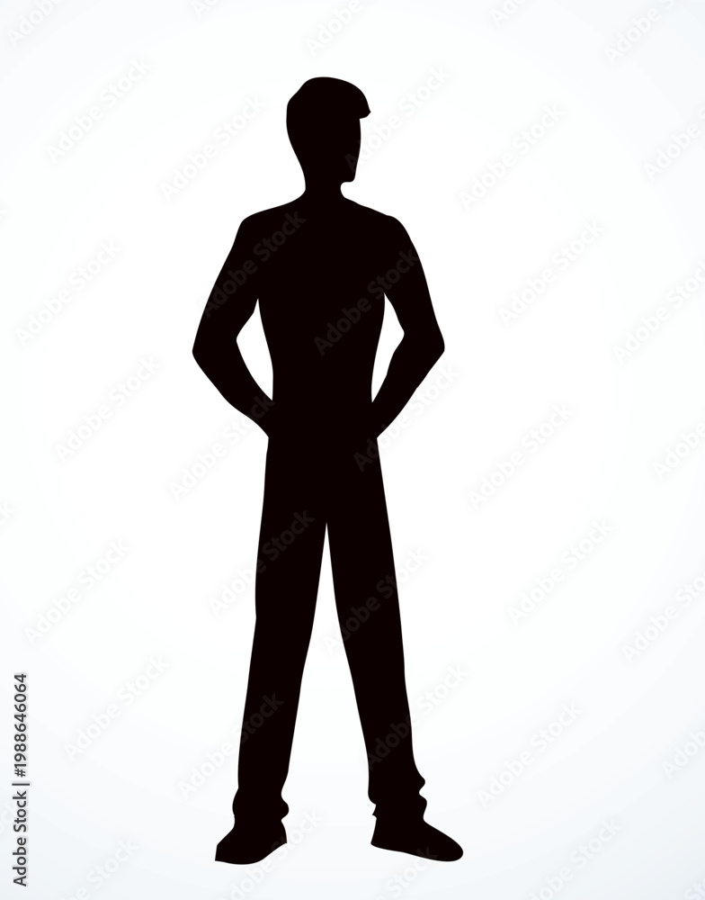 Fototapeta premium Vector drawing. Standing businessman sign