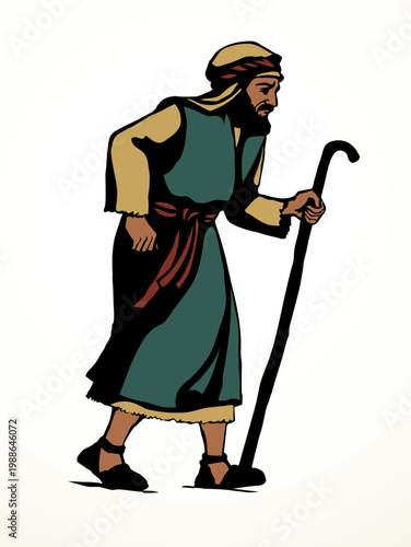 Vector drawing. Jewish man walk
