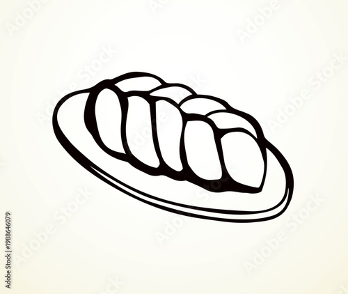 Vector drawing. Jewish braided bun