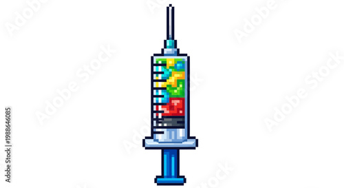 Colorful Syringe Filled with Vibrant Liquid.