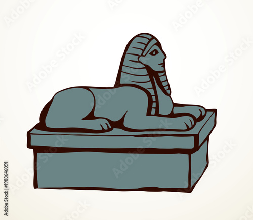 Vector drawing. Egyptian sphinx monument
