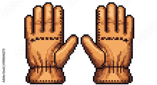 Pair of Pixelated Leather Work Gloves.