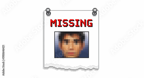 Missing Person Poster with Photograph and Torn Edges.