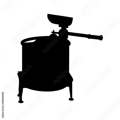 Old cast iron coffee roaster crank drum silhouette