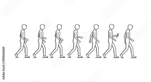 Man walking in eight steps sequence.