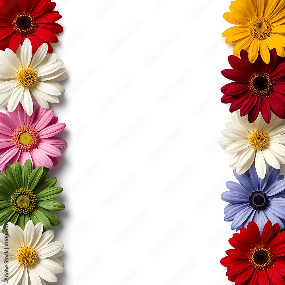 Fototapeta premium A colorful arrangement of flowers on a white background