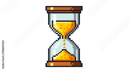 Pixel Art Hourglass Symbolizing Time Passing.