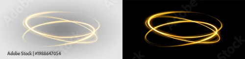 Valokuva Radiant golden lens flare ring glow circle swirl light effect png overlay elemen