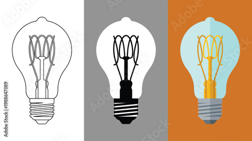 Light Bulb Illustrations in Different Colors and Backgrounds