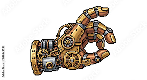 Steampunk Mechanical Hand with Intricate Gears and Rivets.