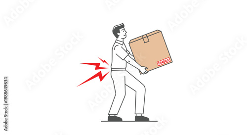 Man with lower back pain carrying a fragile package