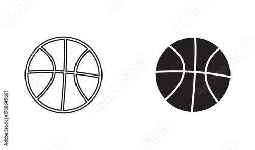 Vector illustrations of black and white basketball icons