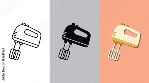 Foto Electric Mixer Illustrations in White, Black, and Yellow