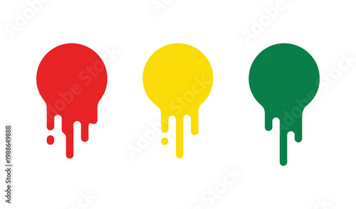 Colorful dripping paint circles in red, yellow, and green