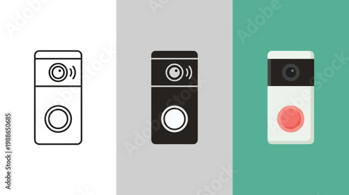 Smart Doorbell Icons on Color Backgrounds