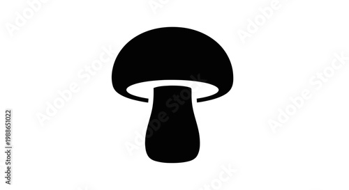 Vector illustration of black silhouette of a mushroom icon on a transparent background