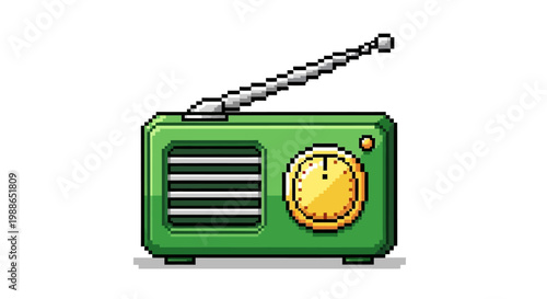 Retro Green Portable Radio with Extendable Antenna.