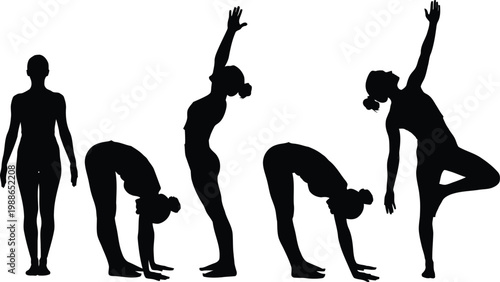 Sequence of yoga and stretching poses for flexibility and balance