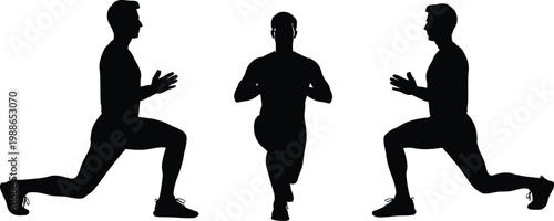 Three stages of a high knee running exercise demonstration