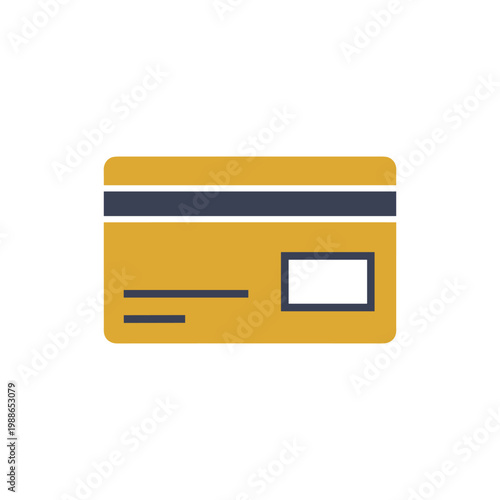 Modern yellow credit card with a sleek design featuring a dark gray stripe chip and blank rectangular area on a clean white background