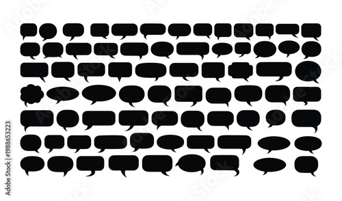 Collection of various black speech bubbles on for communication design
