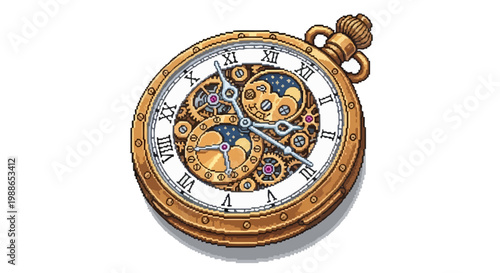 Intricate Antique Pocket Watch with Visible Gears and Roman Numerals.