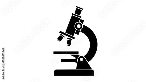 Lab microscope instrument flat style black white icon 