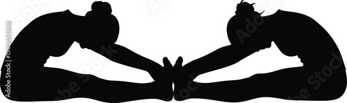 Two silhouettes embracing in a heart-shaped formation against a plain background