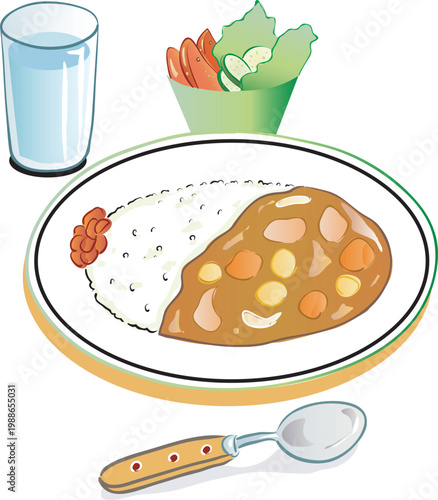 Illustration of breakfast with spoon design concepts