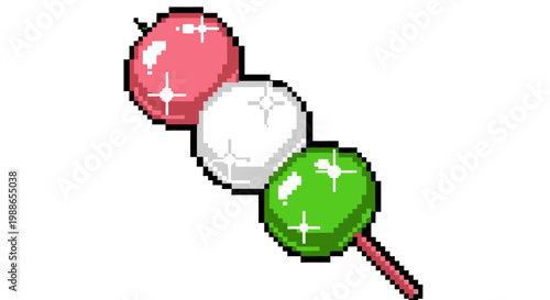 Pixel Art Dango Skewer Sweet Treat.