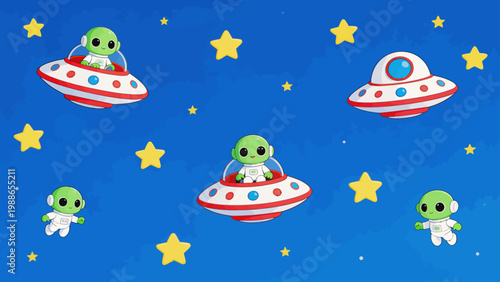 Aliens in flying saucers in space