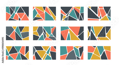 A colorful abstract geometric pattern of rectangles in vibrant hues