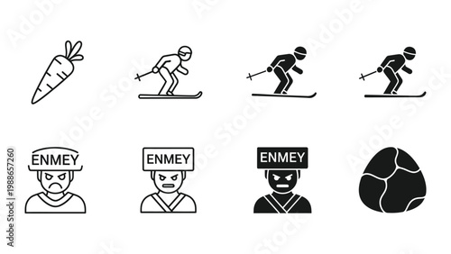 The progression of an angry skier and his unexpected obstacles