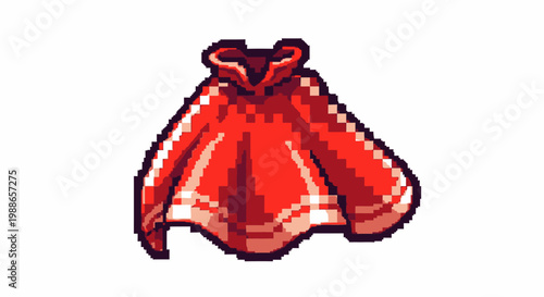 Pixel Art Red Cape Icon for Games and Fantasy.