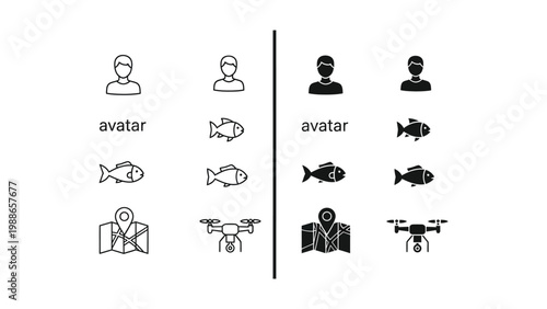 Comparison of icon styles between light and dark modes