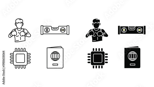 Contrast between traditional and modern travel and technology icons