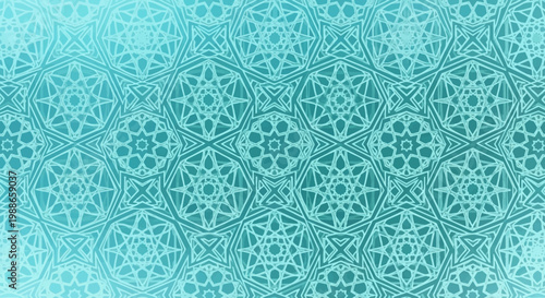 Intricate turquoise geometric pattern design.
